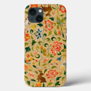 Etui iPhone 13 Broderie animale vintage en crewel : Tapisserie an