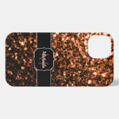 Etui iPhone 13 Bronze brun cuivre fausse parties scintillant scin (Verso Horizontal)