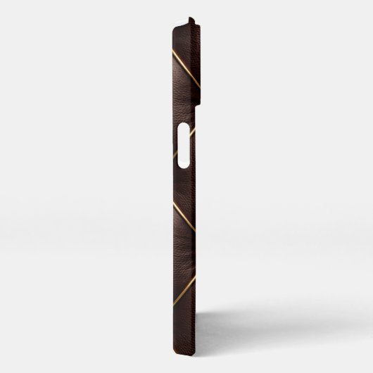 Etui iPhone 13 Brown Quilted Leather & Gold Studs Phone Case (Côté droit)
