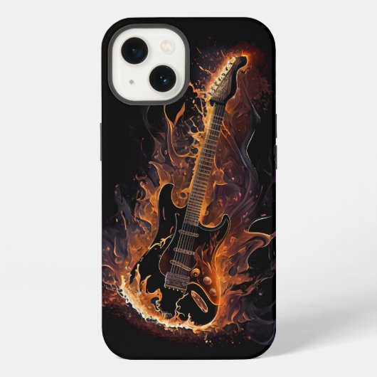 Etui iPhone 13 Burning Guitar Black AI Art (Verso)