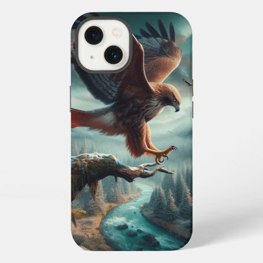 Etui iPhone 13 Buse à queue rousse majestueuse en vol (Verso)