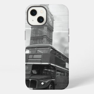 Etui iPhone 13 BW Bus de Londres noir et blanc & Big Ben