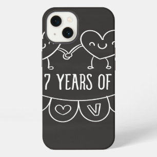 Etui iPhone 13 Cadeau 7ème anniversaire coeurs de craie