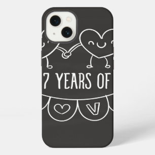 Etui iPhone 13 Cadeau 7ème anniversaire coeurs de craie