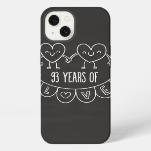 Etui iPhone 13 Cadeau 93e Anniversaire Cœurs de Craie