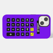 Etui iPhone 13 Calculatrice violette avec pavé numérique (Verso Horizontal)