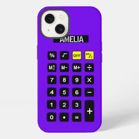 Etui iPhone 13 Calculatrice violette avec pavé numérique (Verso)