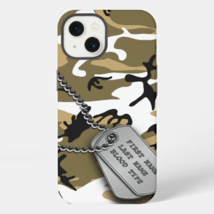 Etui iPhone 13 Camo du désert avec étiquette de chien