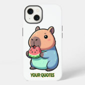 Etui iPhone 13 Capybara Mignon Mangeant de la Pastèque (Verso)