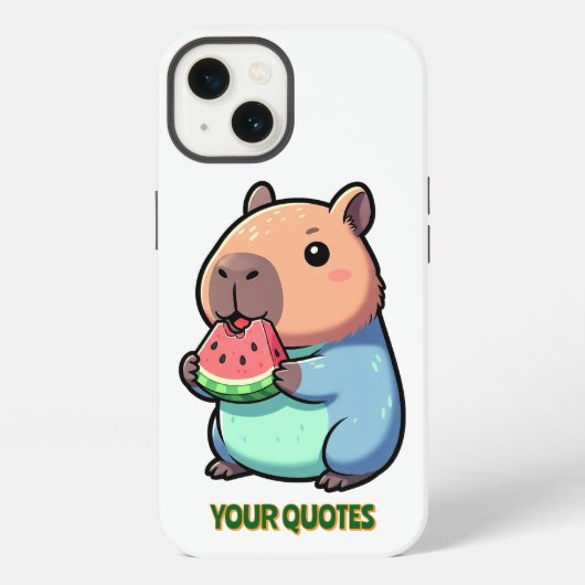 Etui iPhone 13 Capybara Mignon Mangeant de la Pastèque (Verso)