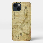 Etui iPhone 13 Caraïbes - ancienne carte (Verso)