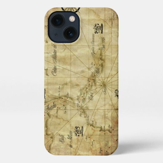 Etui iPhone 13 Caraïbes - ancienne carte (Verso)