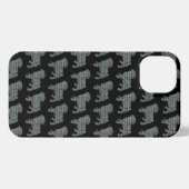 Etui iPhone 13 Carlin Chien Cute Grille Silhouette Noir (Verso Horizontal)