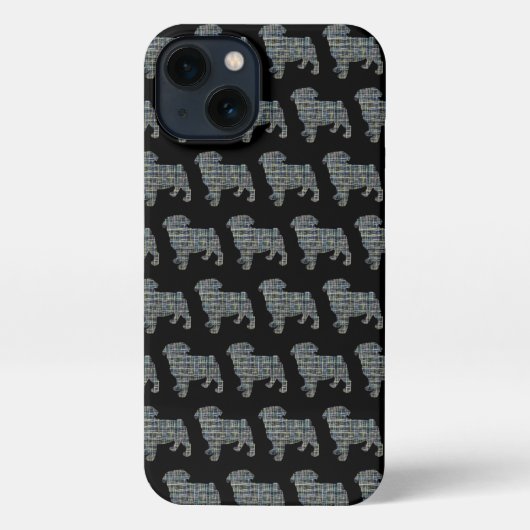 Etui iPhone 13 Carlin Chien Cute Grille Silhouette Noir (Verso)