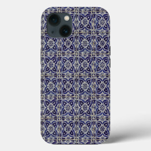 Etui iPhone 13 Carreaux italiens rustiques Azulejo Bleu Blanc Géo