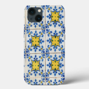 Etui iPhone 13 Carreaux Portugais - Motif Bleu et Jaune Azulejo