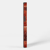 Etui iPhone 13 Carrés avec texture murale rouge foncé et clair (Côté droit)