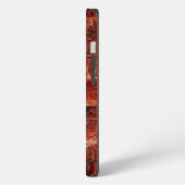 Etui iPhone 13 Carrés avec texture murale rouge foncé et clair (Côté gauche)