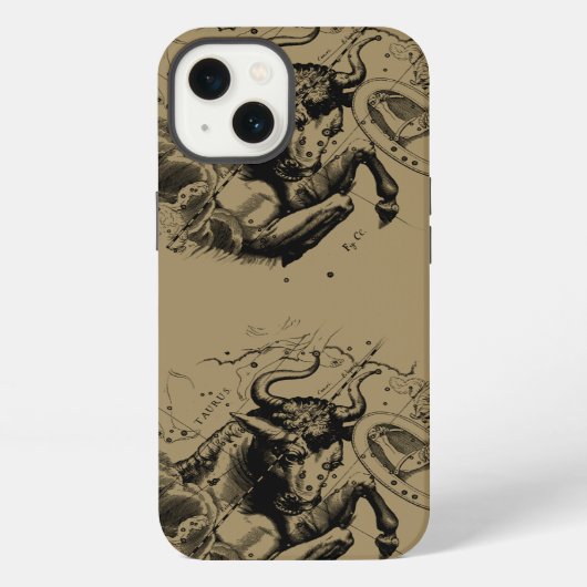 Etui iPhone 13 Carte de la constellation du Taureau par Hevelius (Verso)