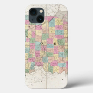 Etui iPhone 13 Carte de l'Ohio et de l'Indiana