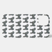 Etui iPhone 13 Cavapoo Cute Chien Grille Silhouette Blanc (Verso Horizontal)