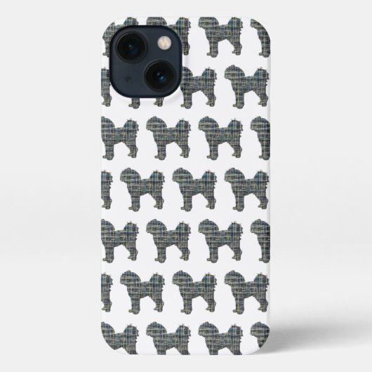 Etui iPhone 13 Cavapoo Cute Chien Grille Silhouette Blanc (Verso)