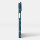 Etui iPhone 13 Cavapoo Cute Chien Silhouette Grille Bleue (Côté droit)