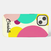 Etui iPhone 13 Cercles colorés Nom personnalisé (Verso Horizontal)
