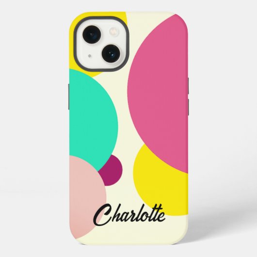 Etui iPhone 13 Cercles colorés Nom personnalisé (Verso)