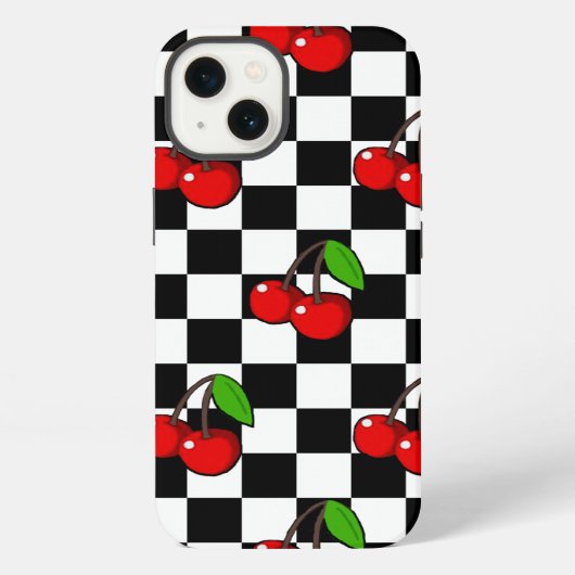 Etui iPhone 13 Cerise et chèque (Verso)