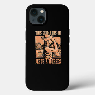 Etui iPhone 13 Cette Fille Court Sur Jésus Et Les Chevaux Cowboy