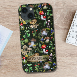 Etui iPhone 13 Champignons de la forêt de bois de teinture à l'ea