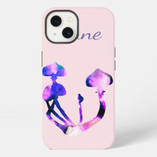 Etui iPhone 13 Champignons Magiques Aquarelle Violet Personnalisé