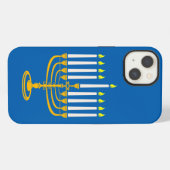 Etui iPhone 13 chandelier jaune hanoukka juif impression (Verso Horizontal)