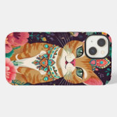 Etui iPhone 13 Chat à bijoux couronné (Verso Horizontal)