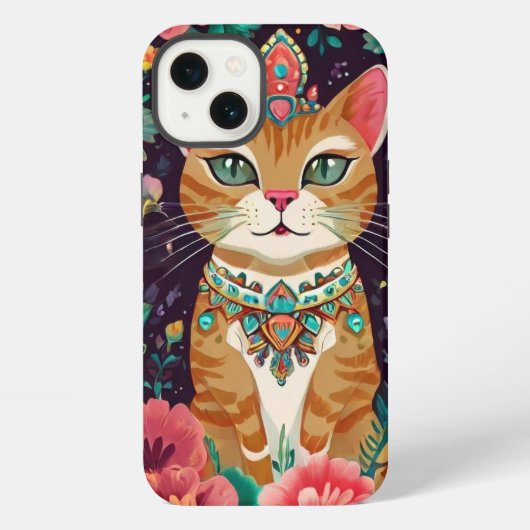 Etui iPhone 13 Chat à bijoux couronné (Verso)