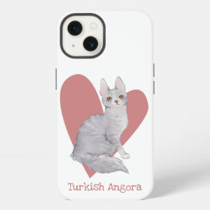 Etui iPhone 13 Chat angora turc aquarelle Kitty cœur rose