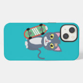 Etui iPhone 13 Chat avec skate (Verso Horizontal)
