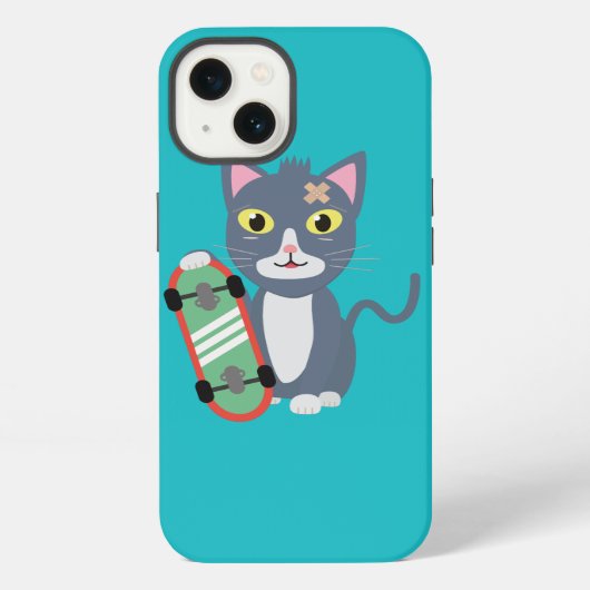Etui iPhone 13 Chat avec skateboard (Verso)