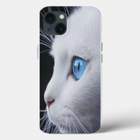 Chat Blanc Charmant avec des Yeux Bleus – Coque iP