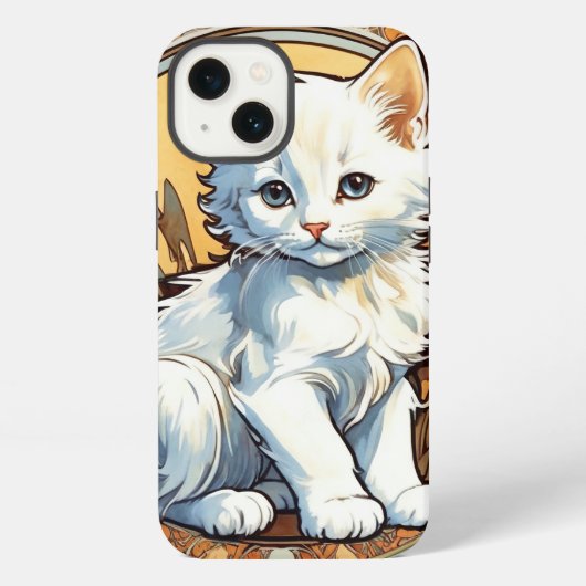 Etui iPhone 13 Chat de style Alphonse Mucha (Verso)