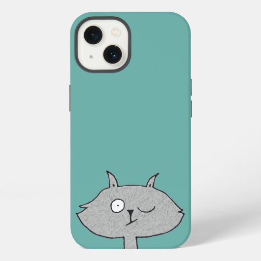 Etui iPhone 13 Chat Gris Ridicule (Verso)