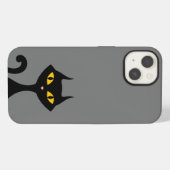Etui iPhone 13 Chat Kitty noir avec Arrière - plan gris (Verso Horizontal)