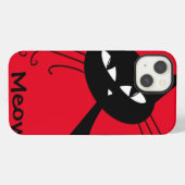 Etui iPhone 13 Chat noir drôle original félin (Verso Horizontal)