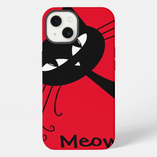 Etui iPhone 13 Chat noir drôle original félin (Verso)