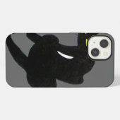 Etui iPhone 13 CHAT NOIR gris (Verso Horizontal)