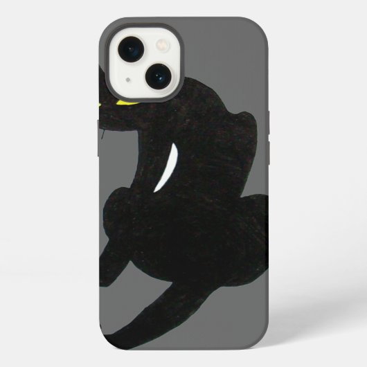 Etui iPhone 13 CHAT NOIR gris (Verso)