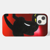 Etui iPhone 13 CHAT NOIR NINJA Ruby rouge (Verso Horizontal)