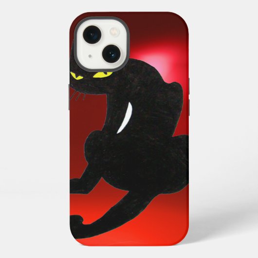 Etui iPhone 13 CHAT NOIR NINJA Ruby rouge (Verso)