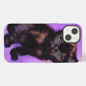 Etui iPhone 13 Chat Violet de Style Van Gogh (Verso Horizontal)